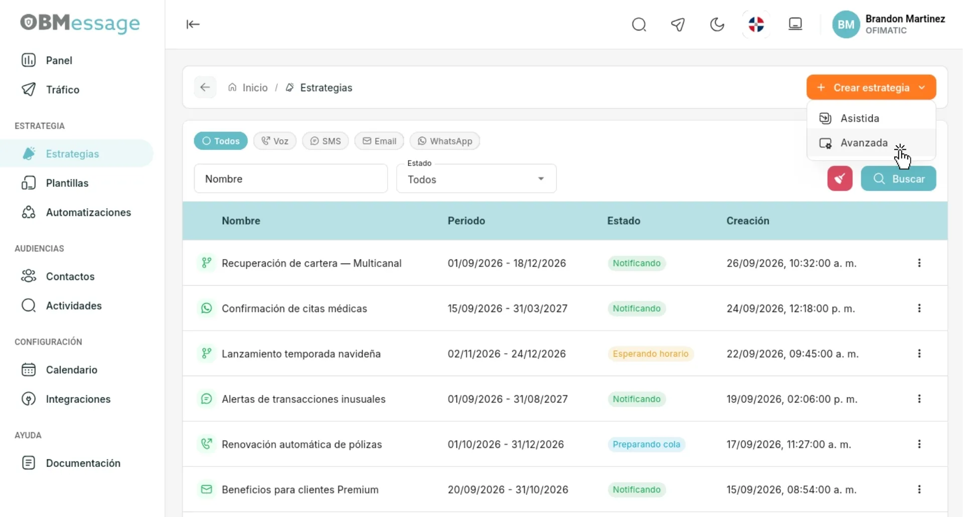 Vista previa de estrategias multicanal
